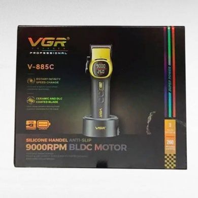 Машинка для стрижки аккумуляторная с 10 сменными насадками VGR V-885C GOLD Черная с золотым