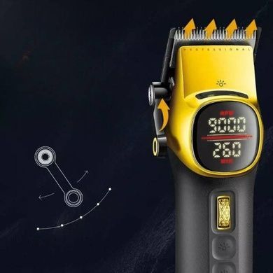 Машинка для стрижки аккумуляторная с 10 сменными насадками VGR V-885C GOLD Черная с золотым