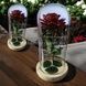 Роза в колбе с LED подсветкой МАЛЕНЬКАЯ с сердцем Красная Светлая подставка
