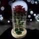 Роза в колбе с LED подсветкой МАЛЕНЬКАЯ с сердцем Красная Светлая подставка