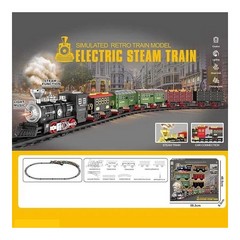 Железня дорога Локомотив и 5 вагонов со звуком, подсветкой и парогенератором Electric Steam Train