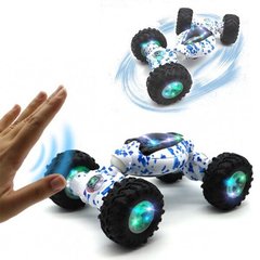 Детская трюковая машинка перевертыш Storm Climbing Car управление рукой Белая с синим
