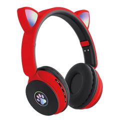 Беспроводные Bluetooth наушники с кошачьими ушками ST-77M Красные