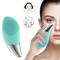 Электрическая силиконовая щетка-массажер для чистки лица Sonic Facial Brush Голубая