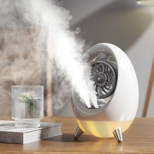 Вентилятор настільний акумуляторний з зволожувачем Яйце SPRAY COLD AIR FAN Білий