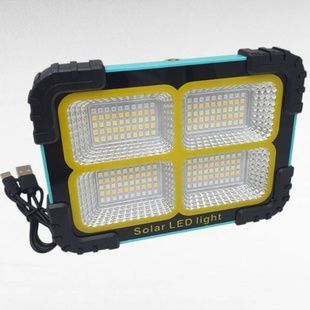 Прожектор акумуляторний світлодіодний LED USB з функцією Power Bank від сонячної панелі X-BAIL JN881 Type-C Чорний з блакитним