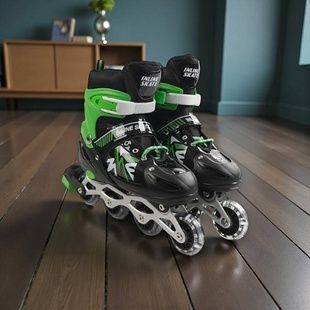 Ролики детские раздвижные 24173 S р 29-33 Черные с салатовым