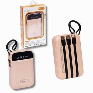Power bank 50000mAh з проводами 3в1 Viaking N11 Бежевий