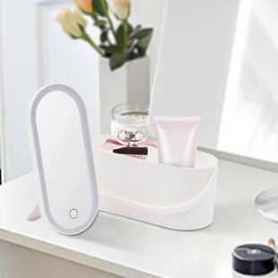 Органайзер для косметики із дзеркалом від USB з підсвічуванням Cosmetic Mirror Білий