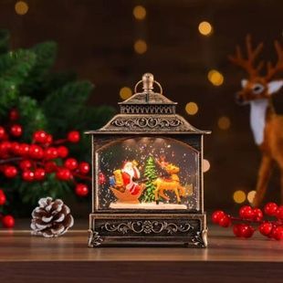 Новорічний нічник Урожай ліхтар Санта з подарунками XMAS WDL-24072D Коричневий
