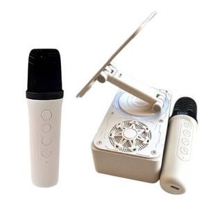 Підставка для телефону з караоке та 2 мікрофони Microphone speaker set K18-2 Бежева