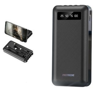 Power bank з функцією швидкого заряджання + кабель Type c/iphone/Micro/ 10000 МАч PROTECH Чорний
