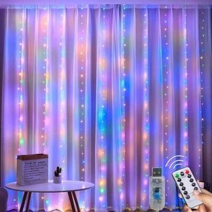 Гірлянда штора роса 300 Led 3*3м від USB Мультиколор