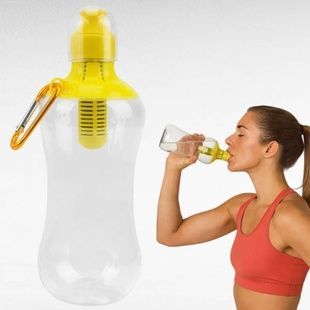 Бутылка для питьевой воды с фильтром 550мл BOTTLE Прозрачная с желтой крышкой