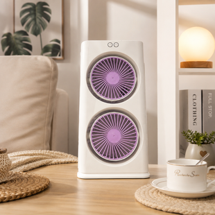 Вентилятор настільний Double-ended Spray Fan з LED підсвічуванням Білий