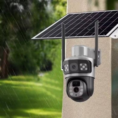 Камера відеоспостереження вулична поворотна із сонячною панеллю 300Вт IP PTZ 7003 V380 4G Чорна