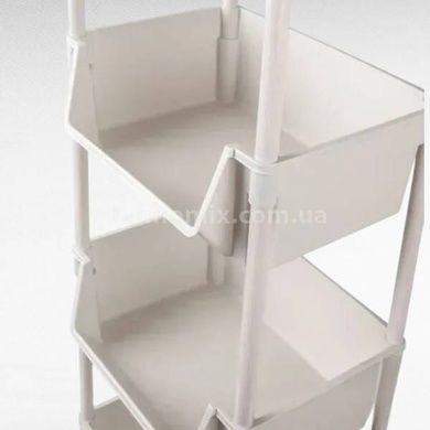 Этажерка органайзер на 4 полки напольная пластиковая на колесиках Storage rack 1226 Белая
