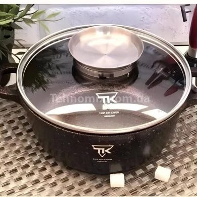 Каструля кругла з антипригарним покриттям та кришкою 20см 2,49л Тор Kitchen ТК0005 Чорна