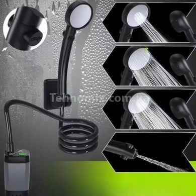 Кемпінговий душ з насосом та дисплеєм температури, шланг 2м 6000mAh Чорний