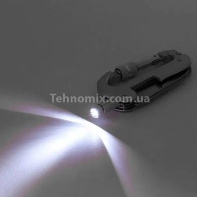 Карабин-нож туристический многофункциональный с LED фонариком Traveler A-08 Камуфляжный