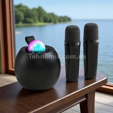 Колонка портативна з 2 караоке мікрофонами та диско-кулею Bluetooth LED Z1 Чорна