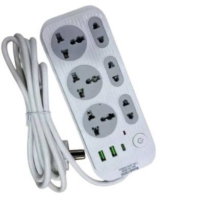 Подовжувач універсальний мережевий фільтр 2м 6&times;220В (3&times;USB) 1303U Білий із сірим