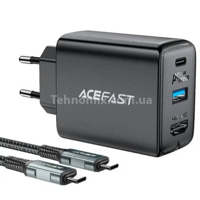 Мережевий зарядний пристрій ACEFAST A17 65W GaN multi-function HUB charger set Чорне