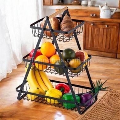 Корзинка для фруктов трехъярусная Черная