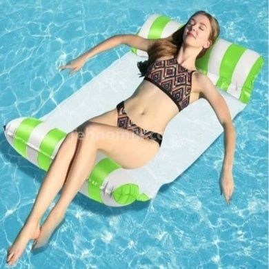 Гамак водный надувной Pool Loungers Белый с салатовым