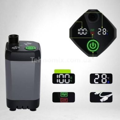 Кемпінговий душ з насосом та дисплеєм температури, шланг 2м 6000mAh Чорний