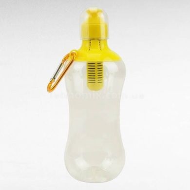 Бутылка для питьевой воды с фильтром 550мл BOTTLE Прозрачная с желтой крышкой