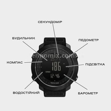 Годинник чоловічий тактичний North Edge Apache Green 5BAR змінний ремінець