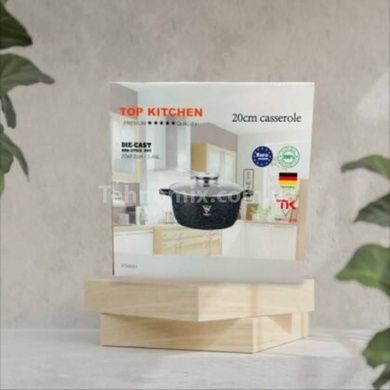 Каструля кругла з антипригарним покриттям та кришкою 20см 2,49л Тор Kitchen ТК0005 Чорна