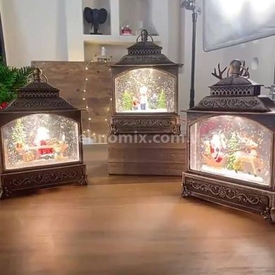 Новорічний нічник Урожай ліхтар Санта з подарунками XMAS WDL-24072D Коричневий