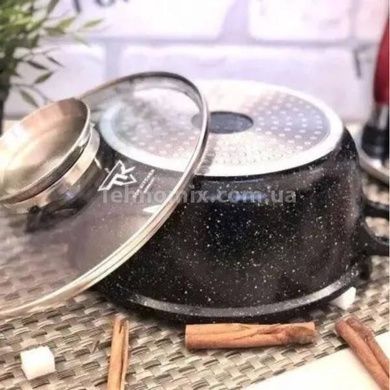 Каструля кругла з антипригарним покриттям та кришкою 20см 2,49л Тор Kitchen ТК0005 Чорна