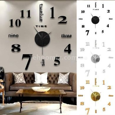 Великий настінний годинник 3D DIY CLOCK 50-90 см Silver