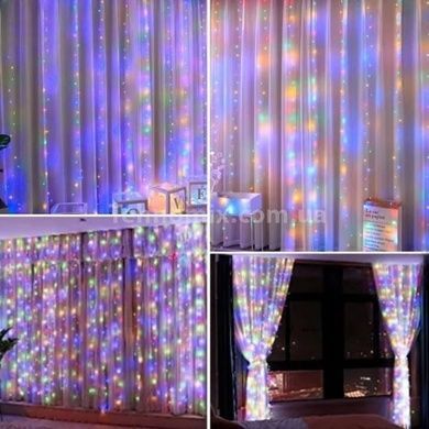 Гирлянда штора роса 300 Led 3*3м от USB Мультиколор