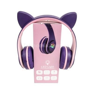 Бездротові навушники Bluetooth з котячими вушками LED YW-018 Фіолетові