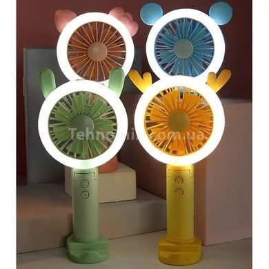 Ручной вентилятор с подсветкой RGB с ушками розовый