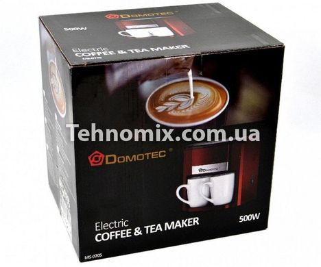 Кофеварка капельная Domotec MS-0705 на 2 чашки 500Вт Красная