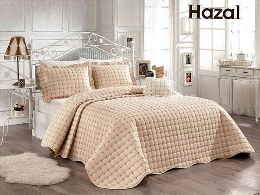 Покривало стьобане (180х240см) з наволочками (50х70см) Istanbul Hazal beyaz