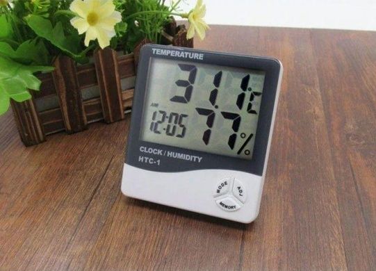 Цифровые часы гигрометр LCD 3 в 1 HTC-1 Белый