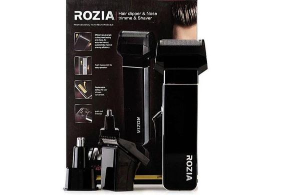 Електробритва Rozia HQ 5200 акумуляторна 3 насадки Чорна