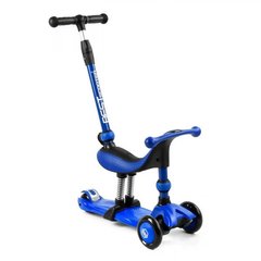 Самокат-велобег трехколесный со светом + родительская ручка 3в1 BS-27018 Best Scooter Синий