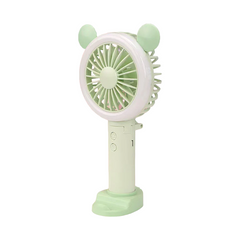 Ручной вентилятор с подсветкой RGB с ушками зеленый