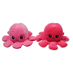 Мягкая игрушка осьминог перевертыш двусторонний «веселый + грустный» Красный розовый
