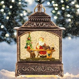 Новорічний нічник Урожай ліхтар Санта за столом XMAS WDL-24072D Коричневий