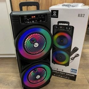 Колонка з дротовим мікрофоном, колесами та ручкою Bluetooth Wireless Speaker TTD-2807 Чорна