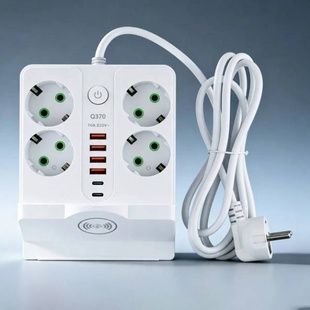 Удлинитель сетевой фильтр с беспроводной зарядкой 5м LED, 4-220V, 4-USB, 2-PD Type-C PNS-07 Белый
