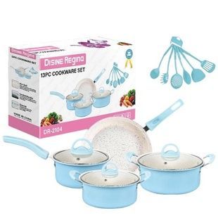 Набір посуду + кухонне приладдя 13 предметів Cookware Set Блакитний